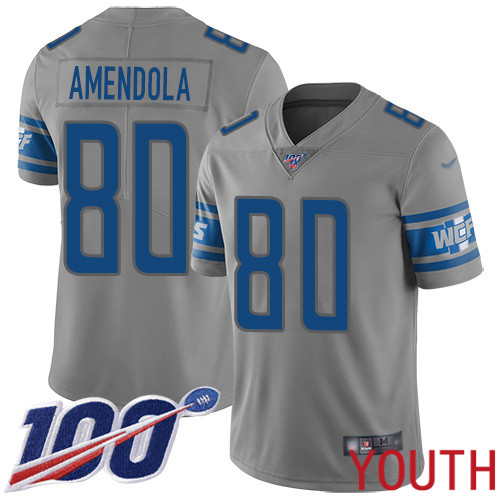 Detroit Lions Limited Gray Youth Danny Amendola Jersey NFL Football #80 100th Season Inverted Legend
